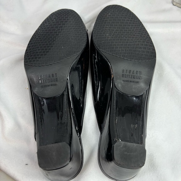 Stuart Weitzman Candy Black Patent Leather Wedge Heel Mule Size 6.5 - Picture 5 of 16
